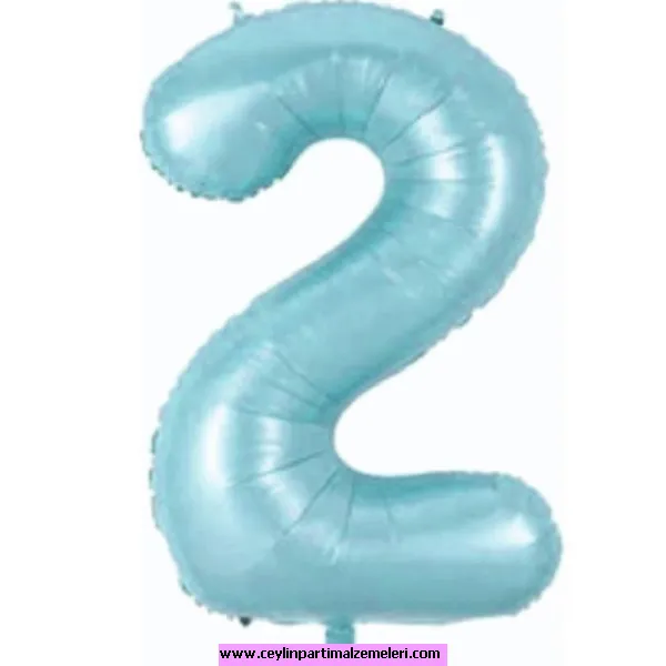 2 Rakam Açık Mavi Folyo Balon